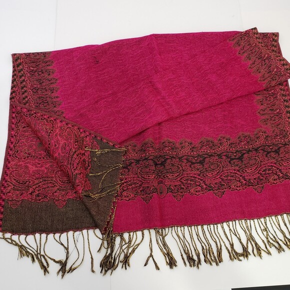 Beautiful Scarf with Fringe, Approx. 28 x 34, Acrylic and Viscose - Picture 7 of 7